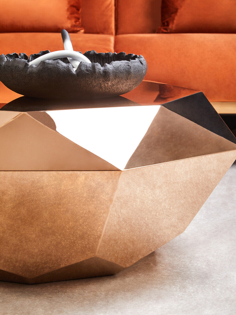 Orsina Allure Rose Gold Hexagonal Coffee Table | Stainless Steel