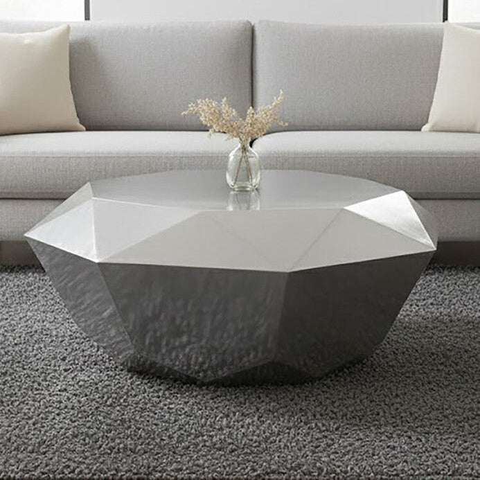 Orsina Silver Hexagonal Coffee Table – Diamond Cut Stainless Steel