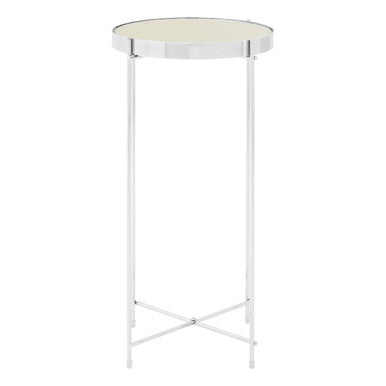 Orsina Allure Tall Mirrored Side Table – Silver Metal Slim Legs