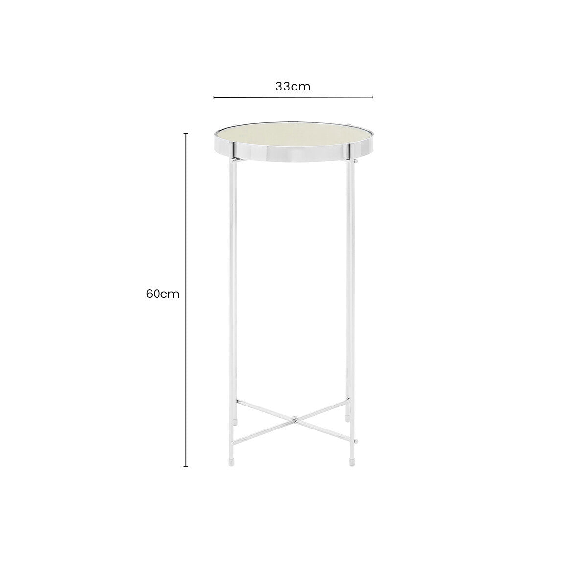 Orsina Allure Tall Mirrored Side Table – Silver Metal Slim Legs
