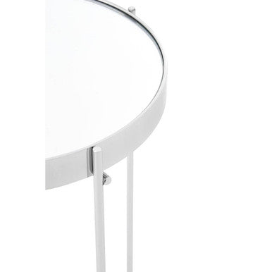 Orsina Allure Tall Mirrored Side Table – Silver Metal Slim Legs