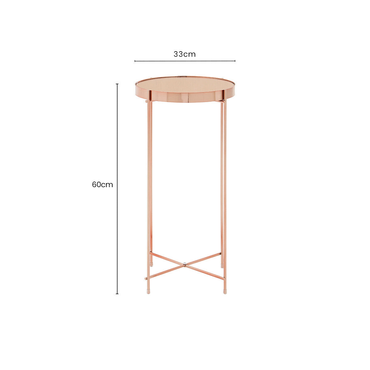 Orsina Allure Pink Mirror Tall Side Table | Rose Gold Accent Table