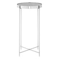 Orsina Allure Tall Side Table – Grey Mirrored Glass & Brushed Nickel
