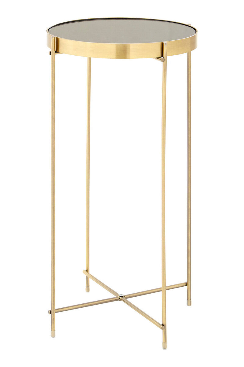 Orsina Allure Tall Side Table – Black Mirrored Glass & Brushed Bronze