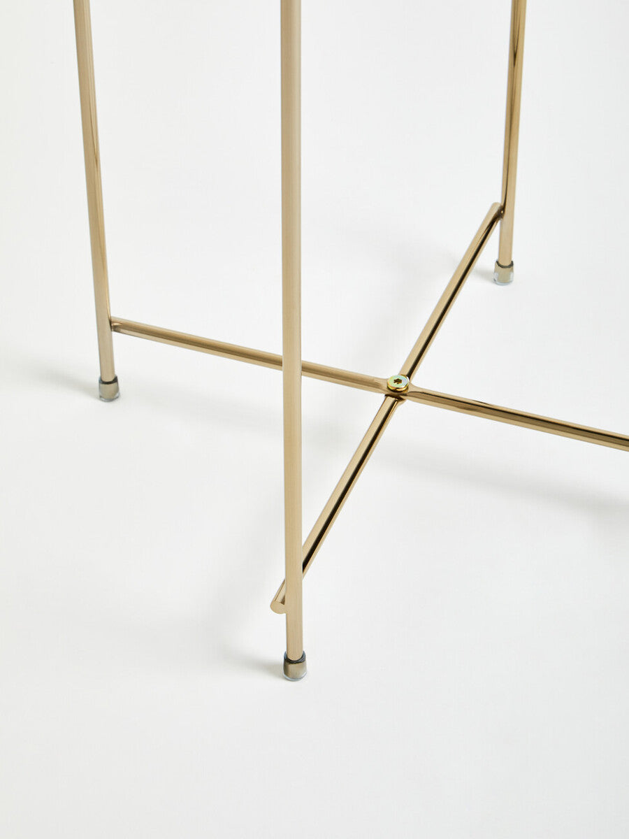 Orsina Allure Tall Side Table – Black Mirrored Glass & Brushed Bronze
