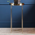 Orsina Allure Tall Side Table – Black Mirrored Glass & Brushed Bronze