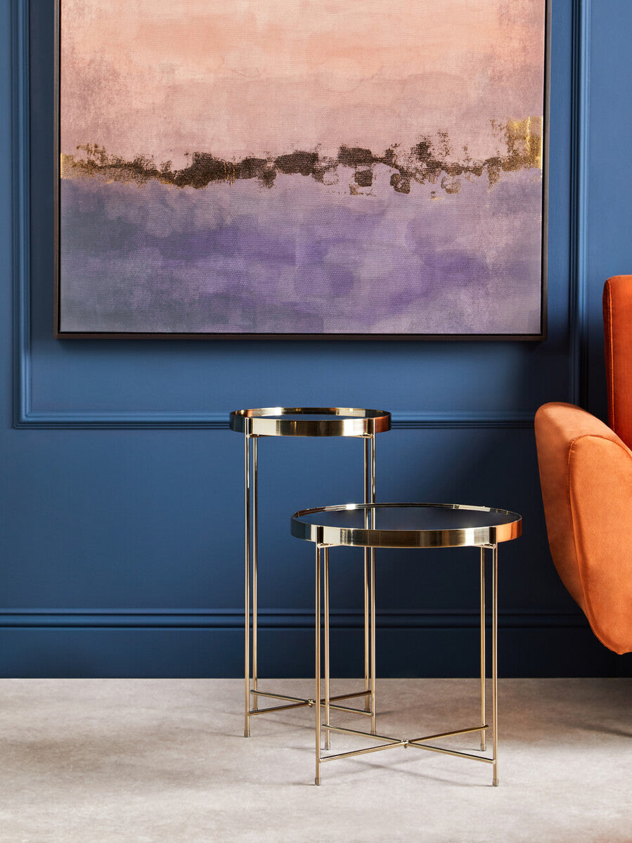 Orsina Allure Tall Side Table – Black Mirrored Glass & Brushed Bronze