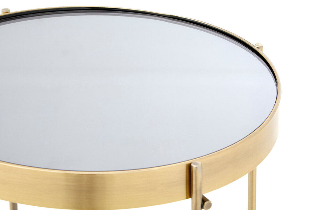 Orsina Allure Tall Side Table – Black Mirrored Glass & Brushed Bronze
