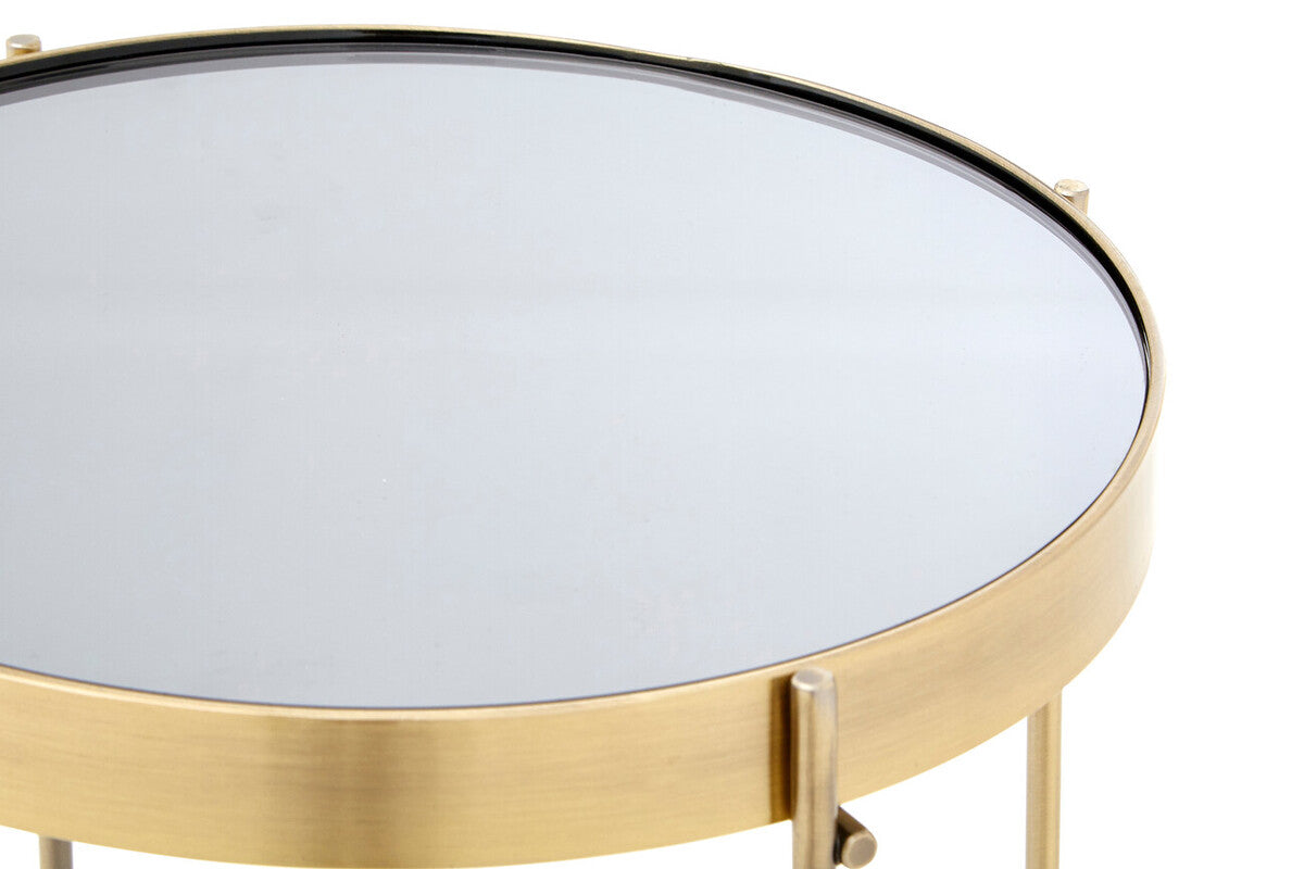 Orsina Allure Tall Side Table – Black Mirrored Glass & Brushed Bronze