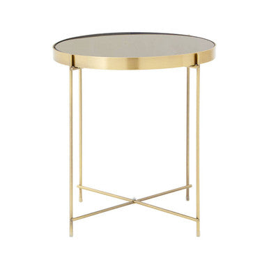 Orsina Allure Black Mirror Side Table – Brushed Bronze Metal Legs