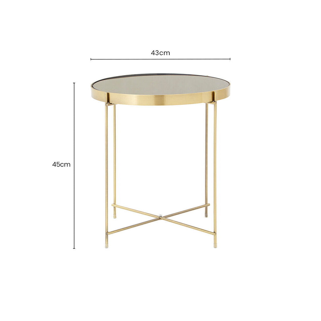 Orsina Allure Black Mirror Side Table – Brushed Bronze Metal Legs