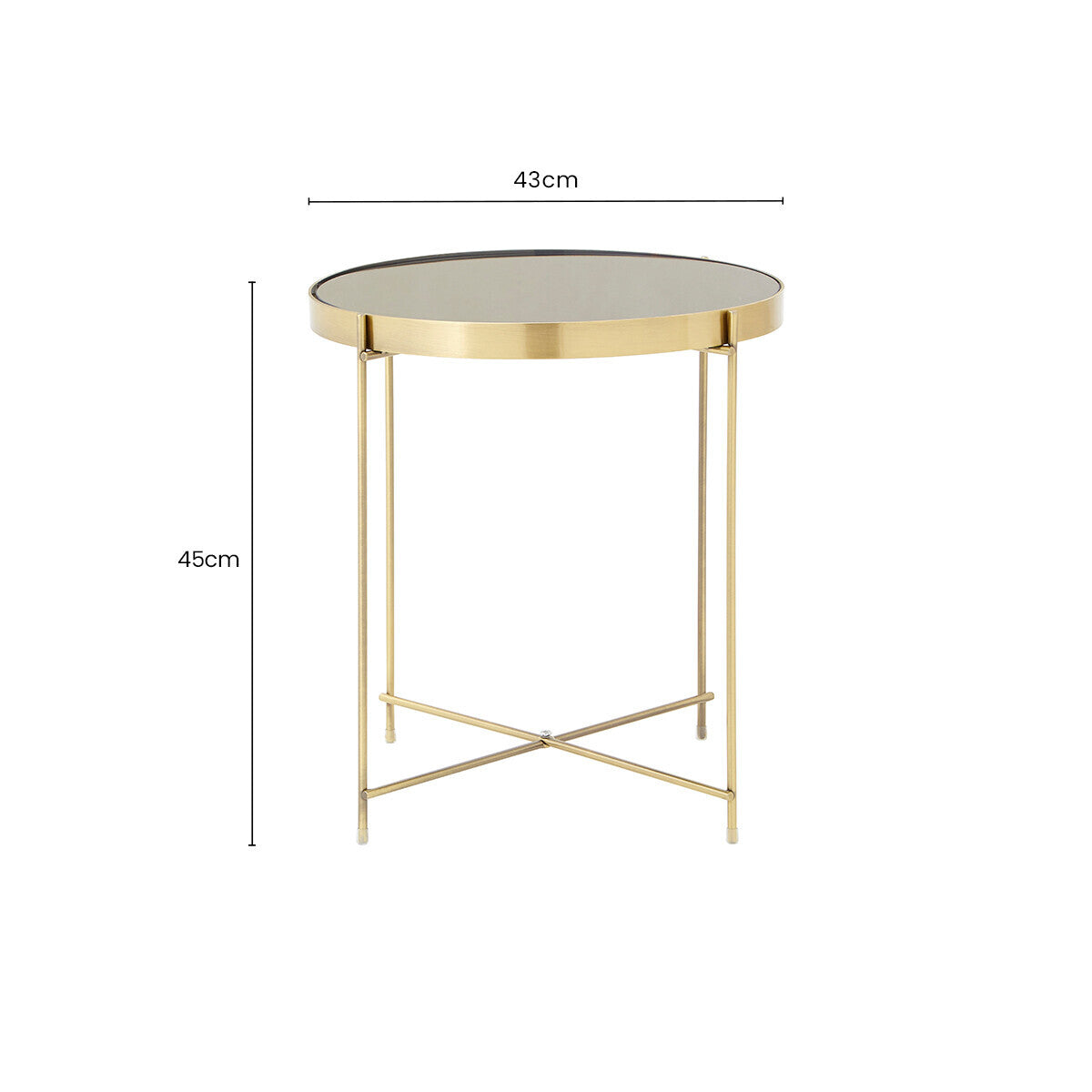 Orsina Allure Black Mirror Side Table – Brushed Bronze Metal Legs