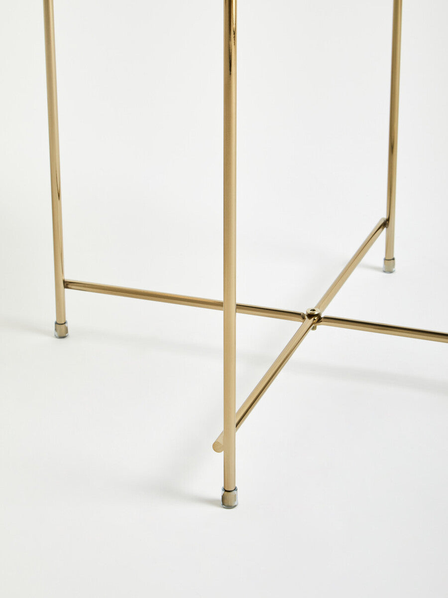 Orsina Allure Black Mirror Side Table – Brushed Bronze Metal Legs