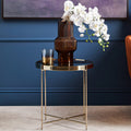 Orsina Allure Black Mirror Side Table – Brushed Bronze Metal Legs