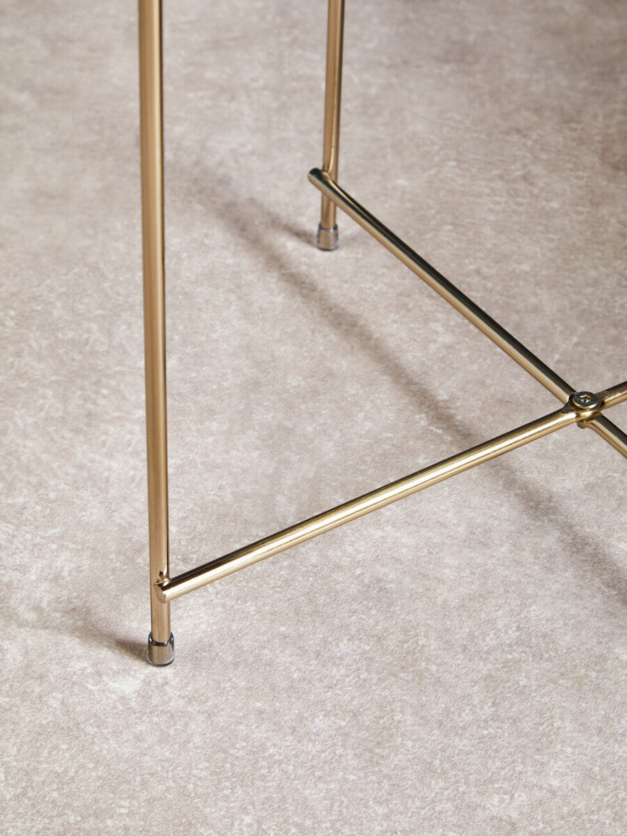Orsina Allure Black Mirror Side Table – Brushed Bronze Metal Legs
