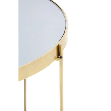 Orsina Allure Black Mirror Side Table – Brushed Bronze Metal Legs