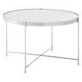 Orsina Round Mirrored Side Table – Silver Chrome Lattice End Table