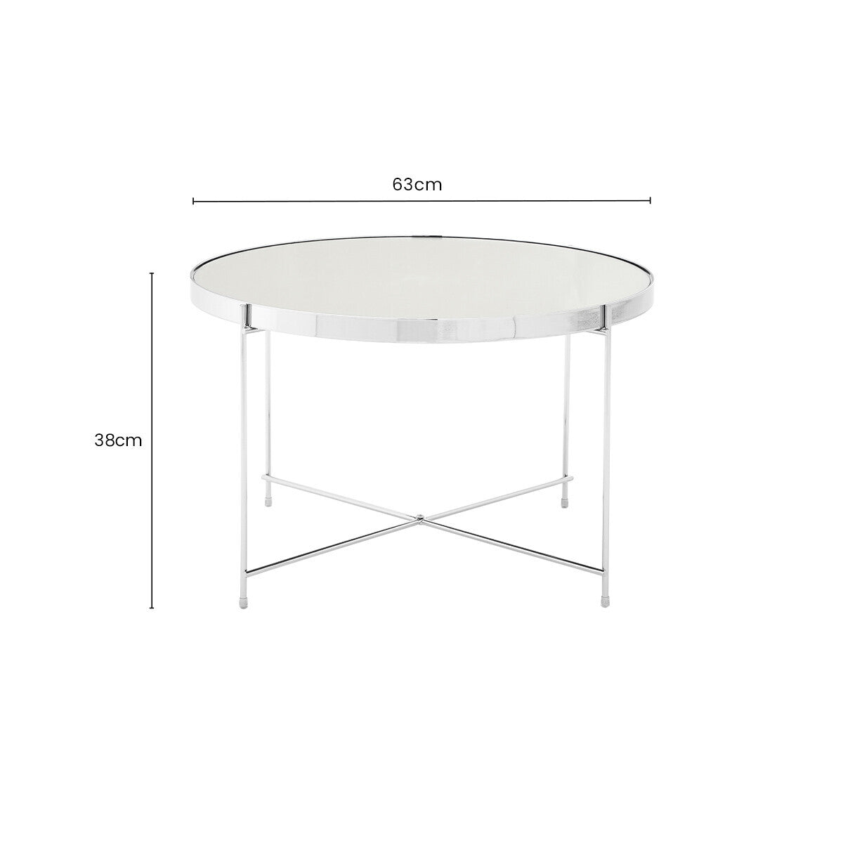 Orsina Round Mirrored Side Table – Silver Chrome Lattice End Table