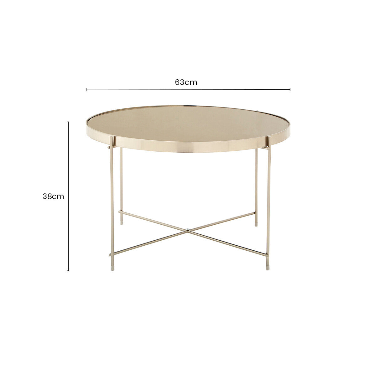 Orsina Allure Round Grey Mirrored Side Table – Brushed Nickel Base