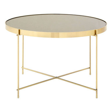 Orsina Allure Large Round Side Table – Brushed Bronze & Black Mirror