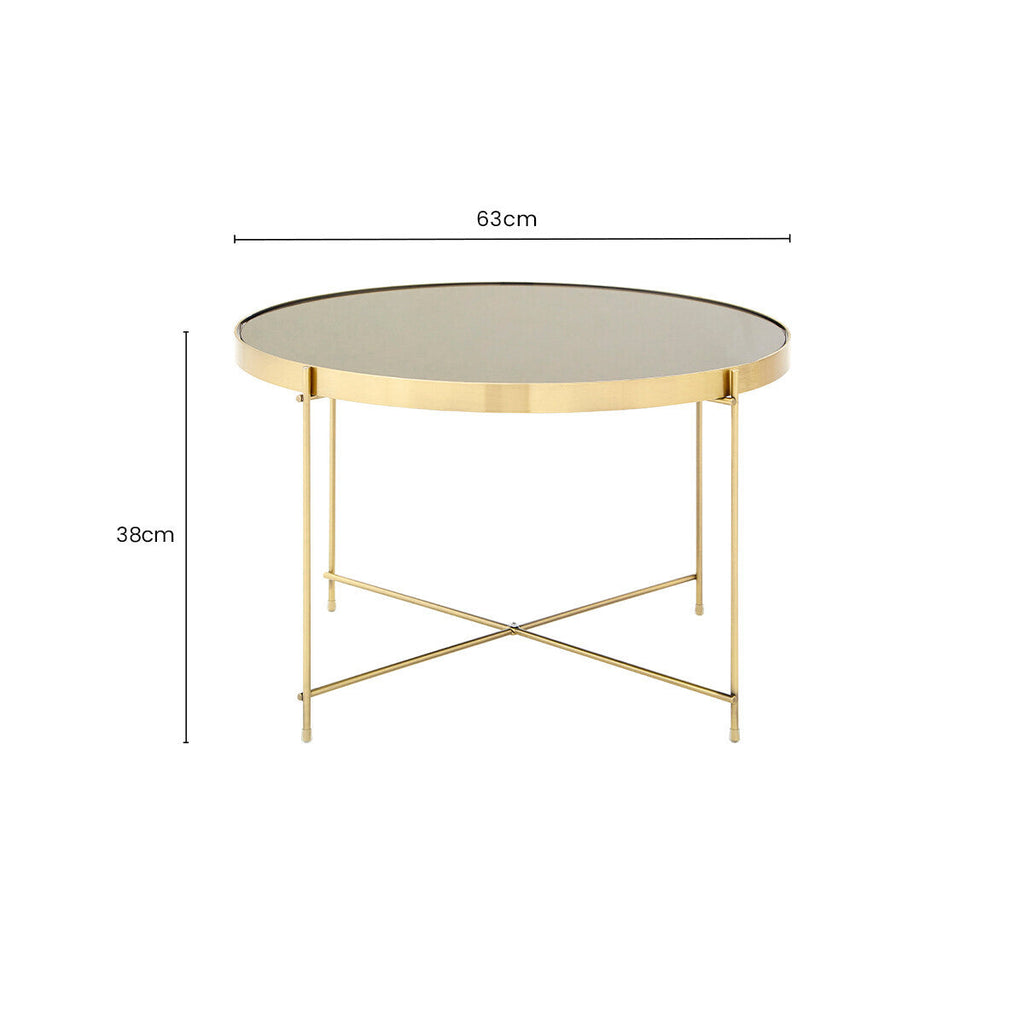 Orsina Allure Large Round Side Table – Brushed Bronze & Black Mirror