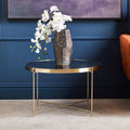 Orsina Allure Large Round Side Table – Brushed Bronze & Black Mirror