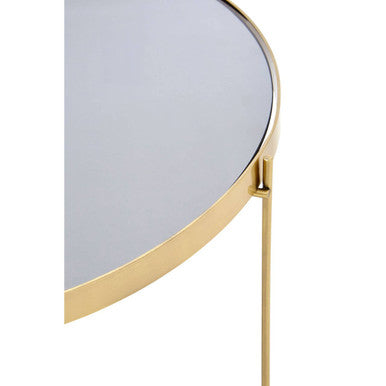 Orsina Allure Large Round Side Table – Brushed Bronze & Black Mirror