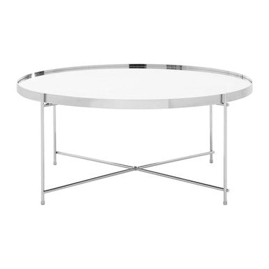 Orsina Allure Round Mirrored Glass Coffee Table with Chrome Legs