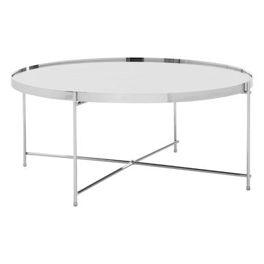 Orsina Allure Round Mirrored Glass Coffee Table with Chrome Legs
