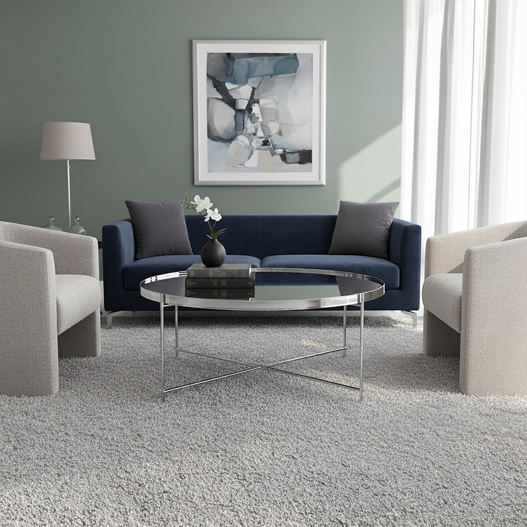 Orsina Allure Round Mirrored Glass Coffee Table with Chrome Legs