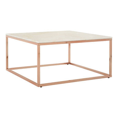 Orsina Allure Square Marble Coffee Table | Rose Gold Stainless Steel