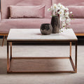 Orsina Allure Square Marble Coffee Table | Rose Gold Stainless Steel