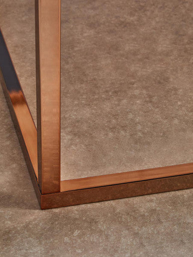Orsina Allure Square Marble Coffee Table | Rose Gold Stainless Steel