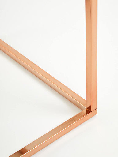Orsina Allure Square White Marble End Table with Rose Gold Frame