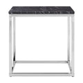 Orsina Allure Square Black Marble End Table with Chrome Metal Base
