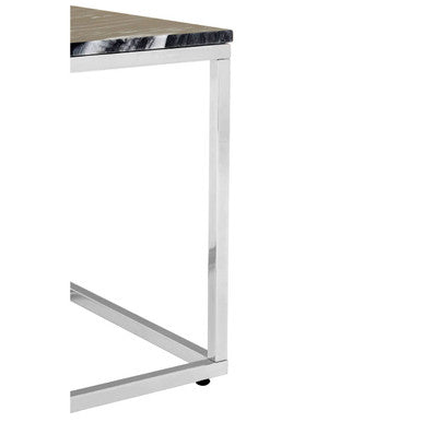 Orsina Allure Square Black Marble End Table with Chrome Metal Base