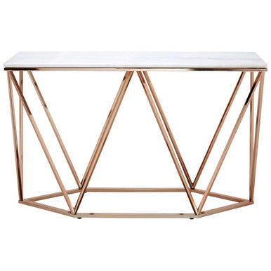 Orsina Allure Faux Marble Console Table – Champagne Gold Metal Frame