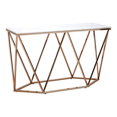 Orsina Allure Faux Marble Console Table – Champagne Gold Metal Frame