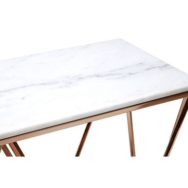 Orsina Allure Faux Marble Console Table – Champagne Gold Metal Frame