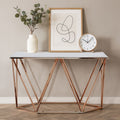 Orsina Allure Faux Marble Console Table – Champagne Gold Metal Frame