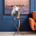 Orsina Allure Rose Gold Round Side Table – Bow-Shaped Metal End Table