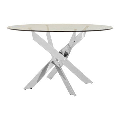 Orsina Allure Round Glass Dining Table – Chrome Stainless Steel Legs