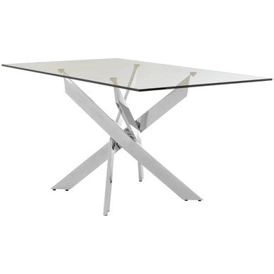 Orsina Allure Rectangular Glass Dining Table with Silver Chrome Base