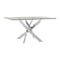 Orsina Allure Rectangular Glass Dining Table with Silver Chrome Base