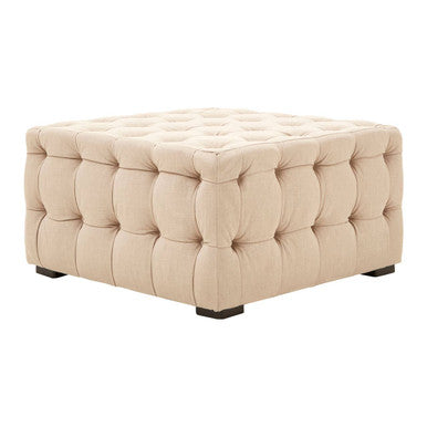 Orsina Stella Beige Linen Button Tufted Stool – Compact Entryway Seat