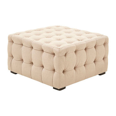 Orsina Stella Beige Linen Button Tufted Stool – Compact Entryway Seat
