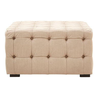 Orsina Stella Beige Linen Button Tufted Stool – Compact Entryway Seat