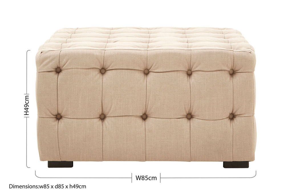 Orsina Stella Beige Linen Button Tufted Stool – Compact Entryway Seat