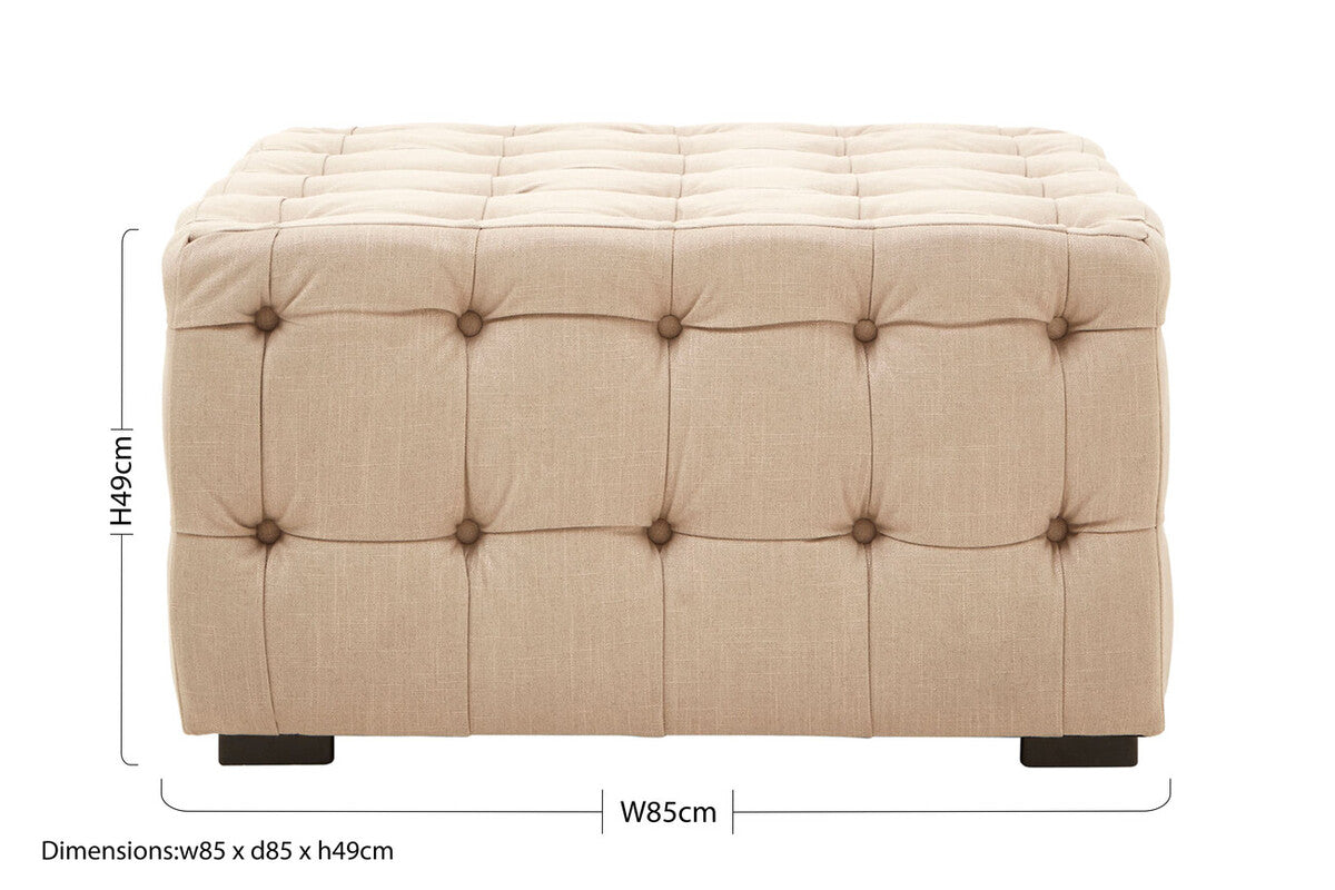 Orsina Stella Beige Linen Button Tufted Stool – Compact Entryway Seat
