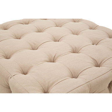 Orsina Stella Beige Linen Button Tufted Stool – Compact Entryway Seat